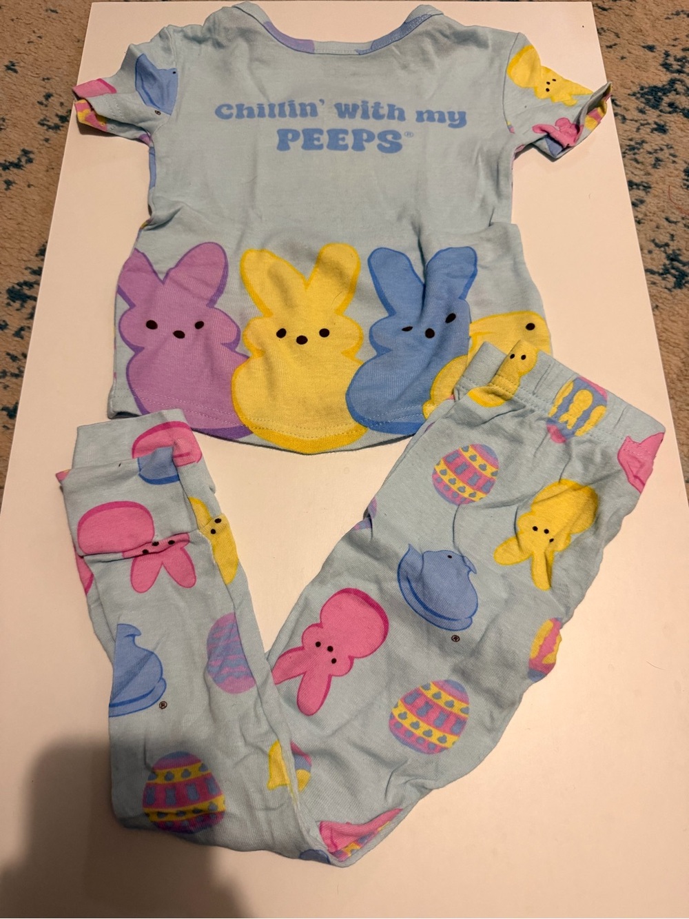 (5 for $30) Kids Light Blue 'Chillin' with my PEEPS' Pajama Set